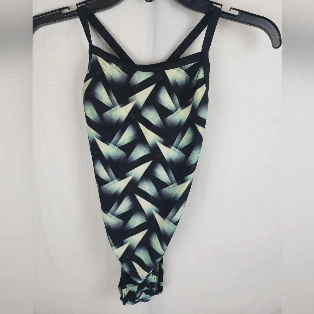 Speedo Black and Yellow One Piece Cross Straps Sz 8